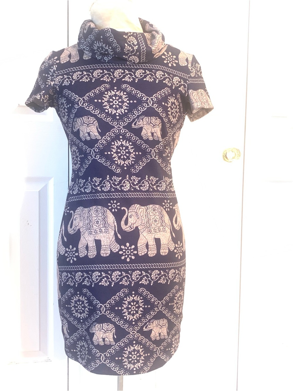 L. A Soul and Cream Elephant Print Shift Dress